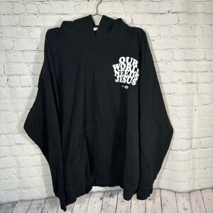 Elevated Faith Our World Needs Jesus Hoodie Black XXL  Graphic Sweatshirt